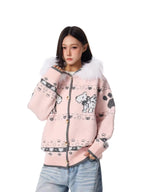 Dog Jacquard Hooded Cardigan   OL2042