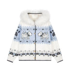 Dog Jacquard Hooded Cardigan   OL2042