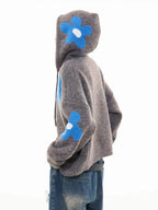 Floral Jacquard Hooded Knit Cardigan   OL2043