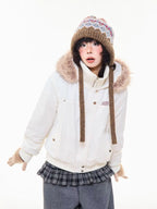 Vintage Fur Collar Hooded Padded Jacket   OL2044