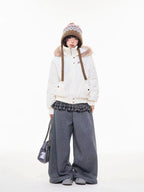 Vintage Fur Collar Hooded Padded Jacket   OL2044