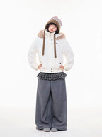 Vintage Fur Collar Hooded Padded Jacket   OL2044