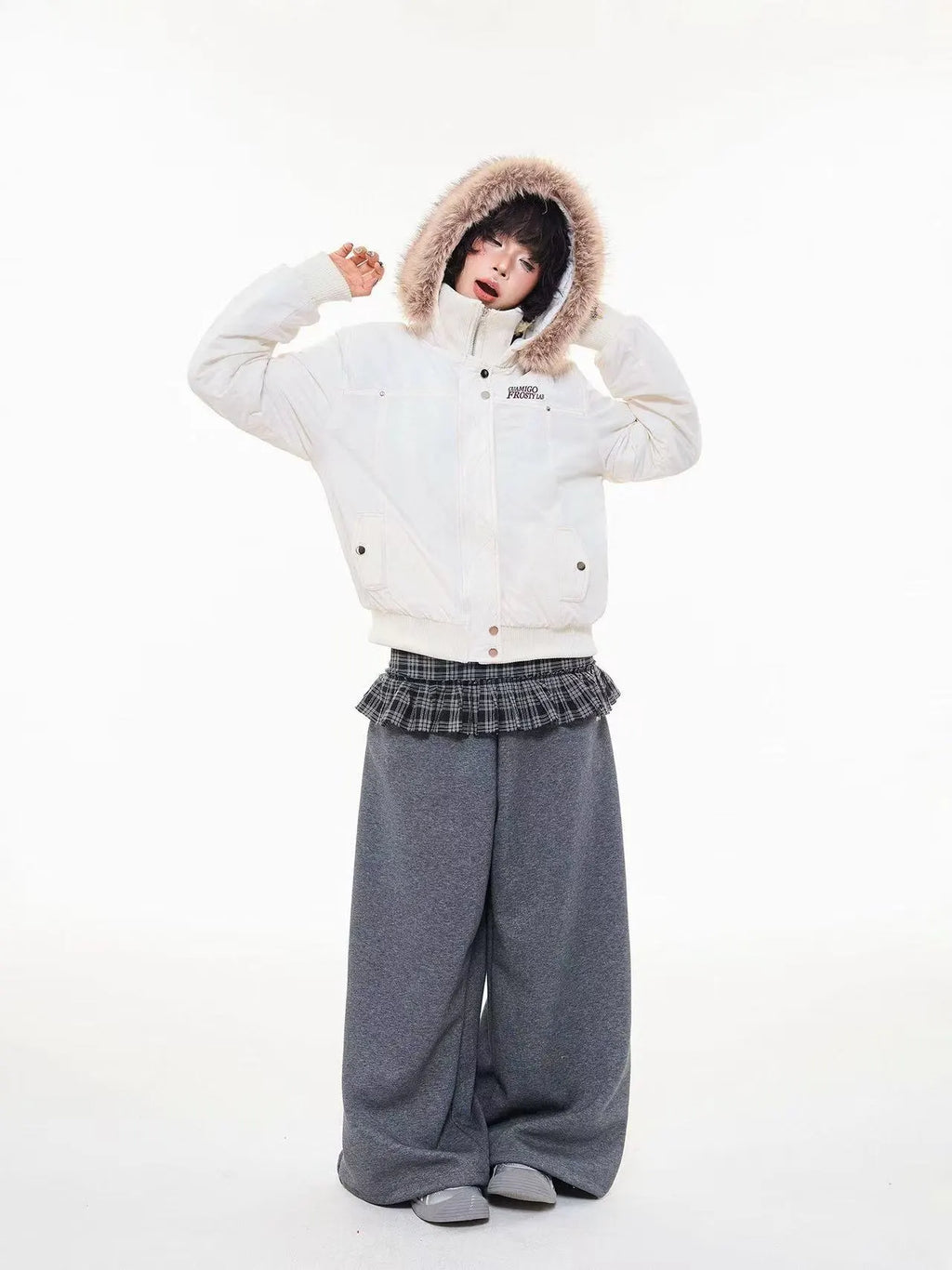 Vintage Fur Collar Hooded Padded Jacket   OL2044