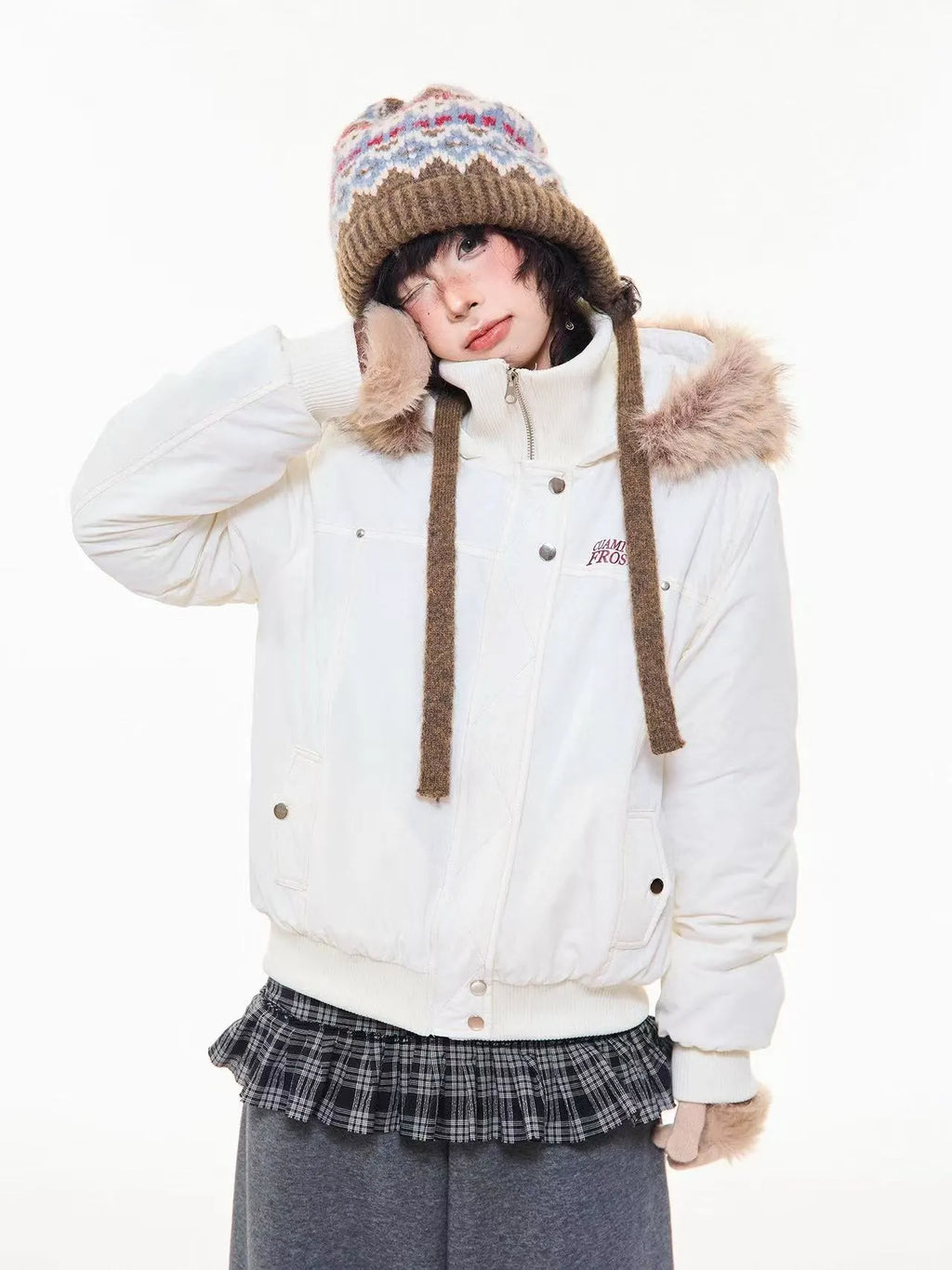 Vintage Fur Collar Hooded Padded Jacket   OL2044