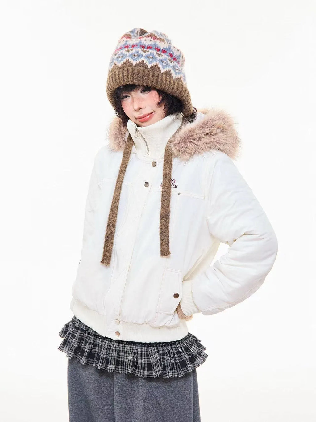 Vintage Fur Collar Hooded Padded Jacket   OL2044