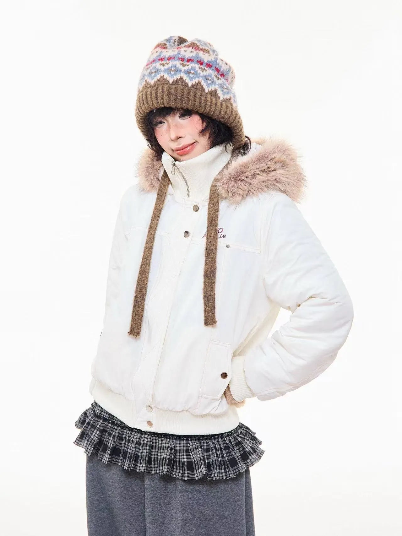 Vintage Fur Collar Hooded Padded Jacket   OL2044