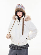 Vintage Fur Collar Hooded Padded Jacket   OL2044