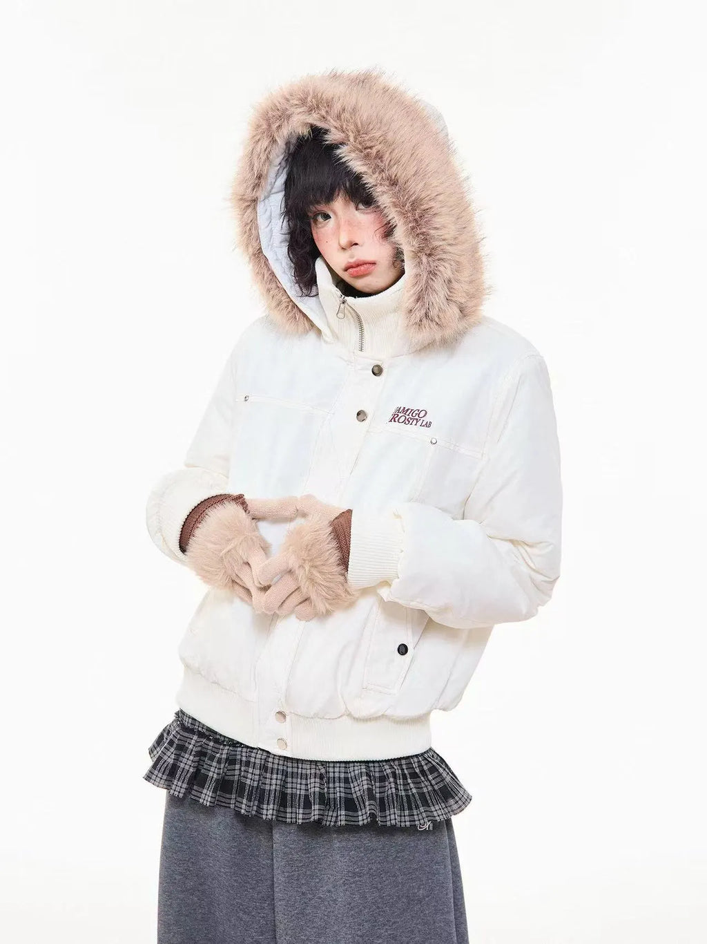 Vintage Fur Collar Hooded Padded Jacket   OL2044