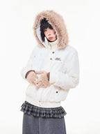 Vintage Fur Collar Hooded Padded Jacket   OL2044