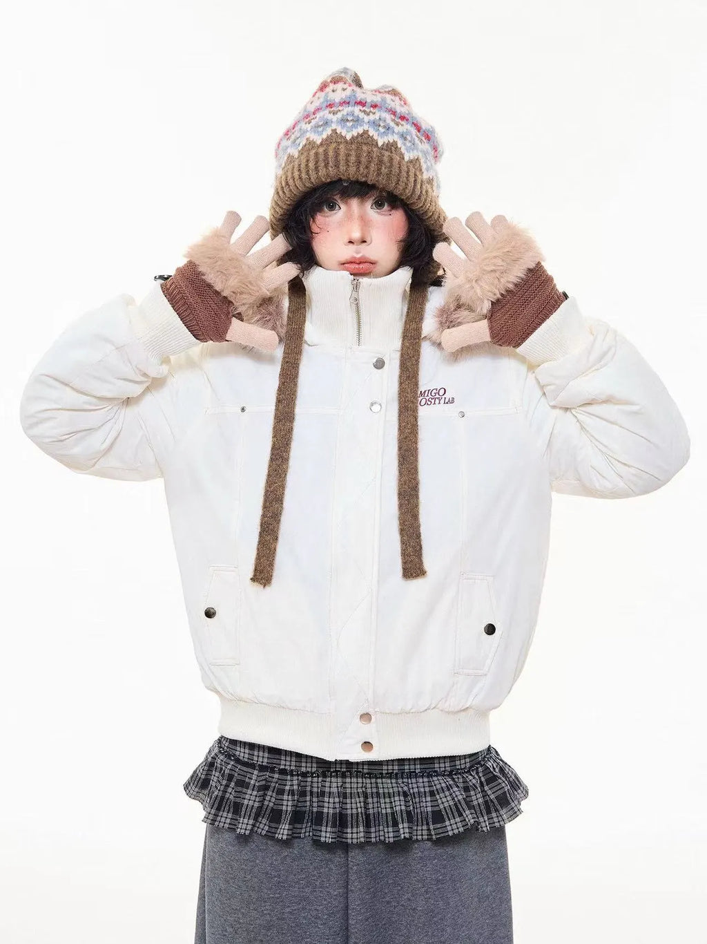 Vintage Fur Collar Hooded Padded Jacket   OL2044