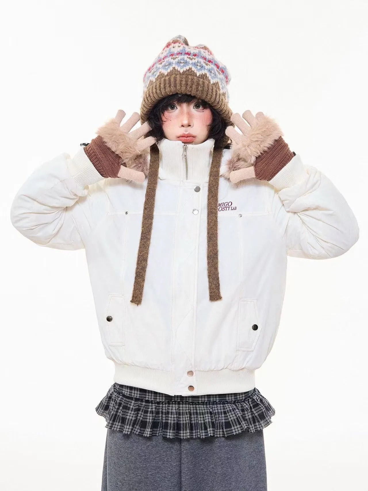 Vintage Fur Collar Hooded Padded Jacket   OL2044