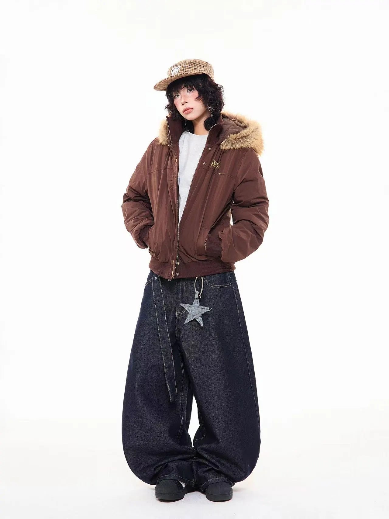 Vintage Fur Collar Hooded Padded Jacket   OL2044