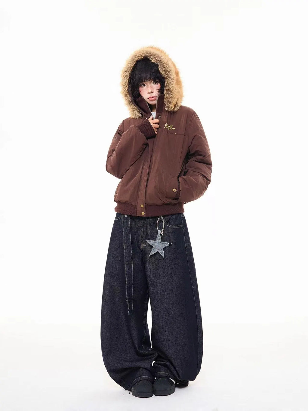 Vintage Fur Collar Hooded Padded Jacket   OL2044