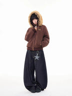 Vintage Fur Collar Hooded Padded Jacket   OL2044