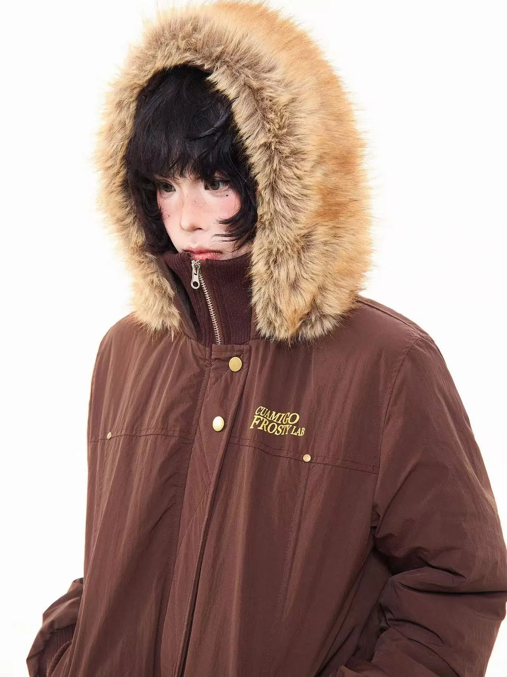 Vintage Fur Collar Hooded Padded Jacket   OL2044