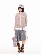 Badge Stripe High Neck Zip Sweatshirt   OL2046