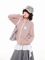 Badge Stripe High Neck Zip Sweatshirt   OL2046