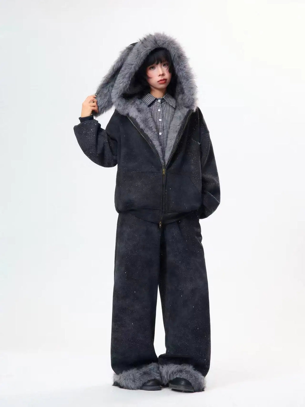 Starry Rabbit Ear Fleece Sweatshirt   OL2048