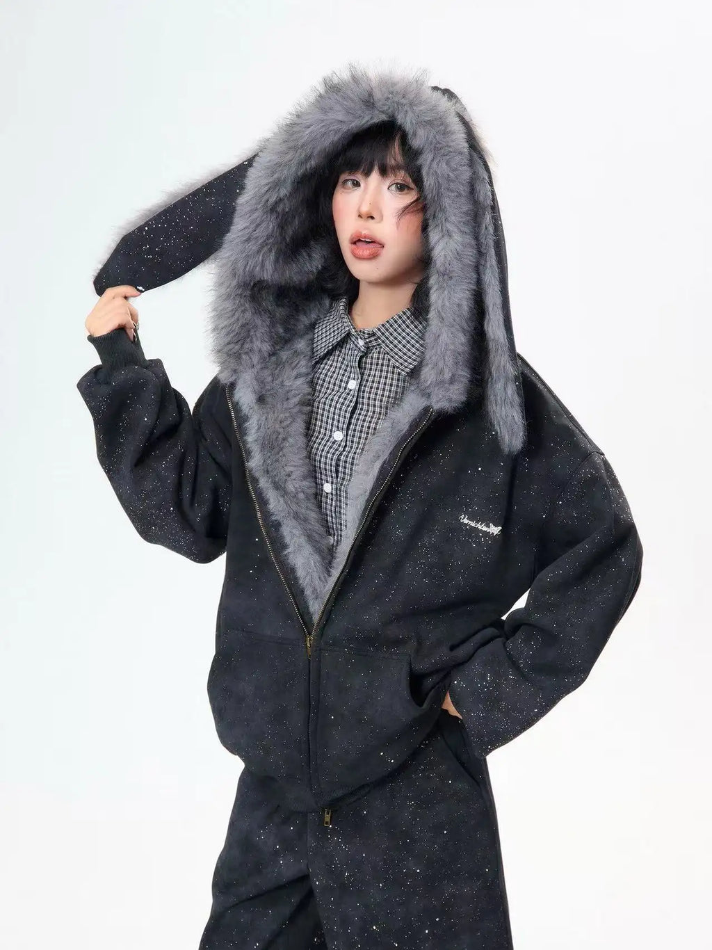 Starry Rabbit Ear Fleece Sweatshirt   OL2048