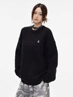 Vintage Cable Knit Relaxed Sweater   OL2050