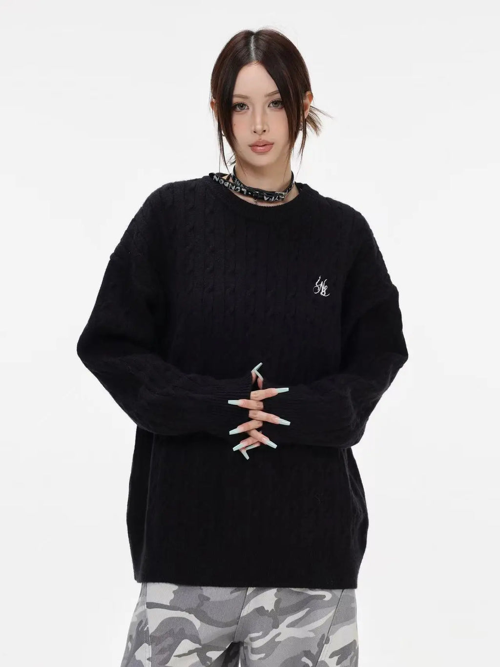 Vintage Cable Knit Relaxed Sweater   OL2050