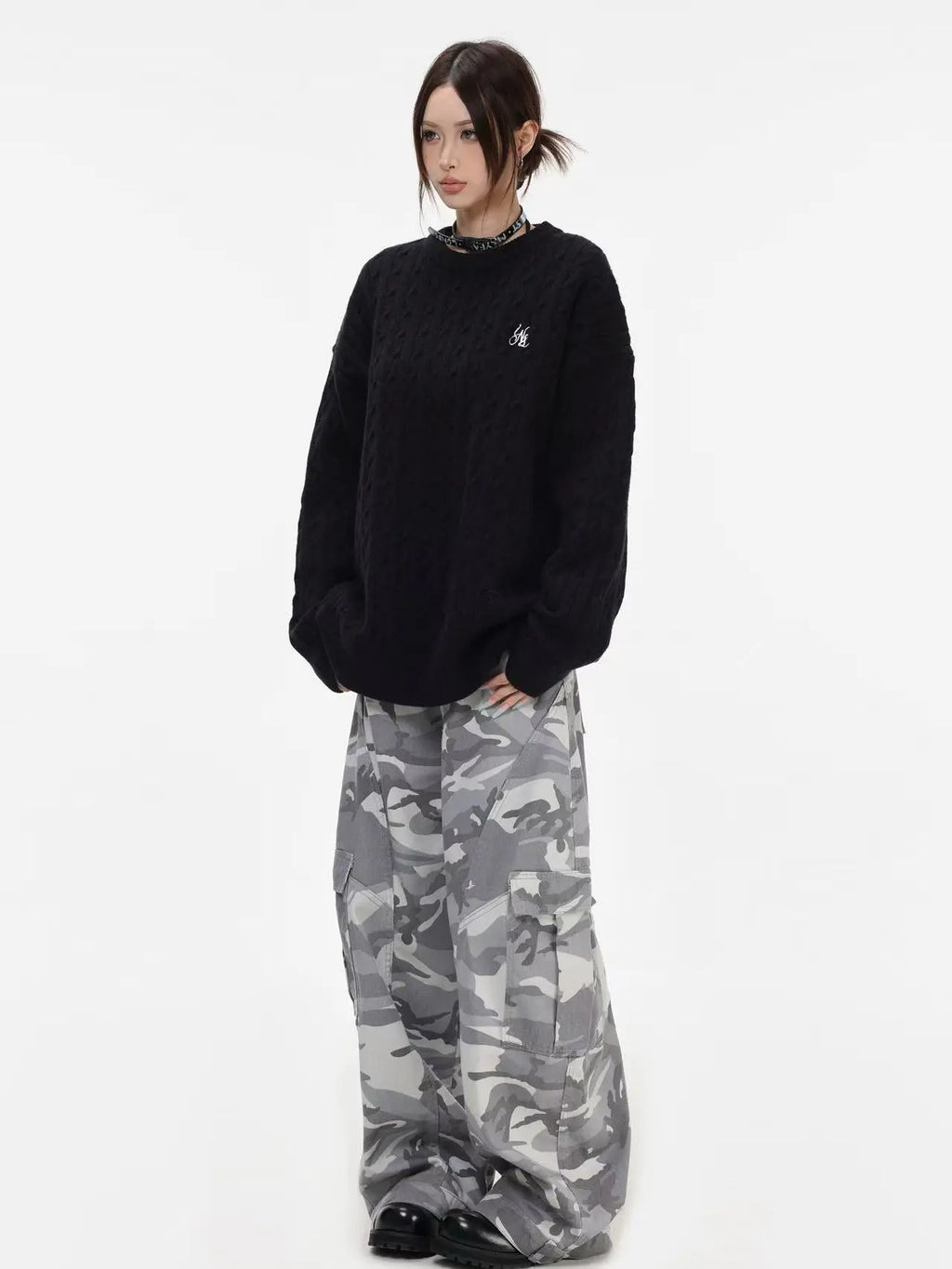 Vintage Cable Knit Relaxed Sweater   OL2050