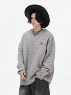 Vintage Cable Knit Relaxed Sweater   OL2050