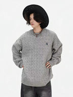 Vintage Cable Knit Relaxed Sweater   OL2050
