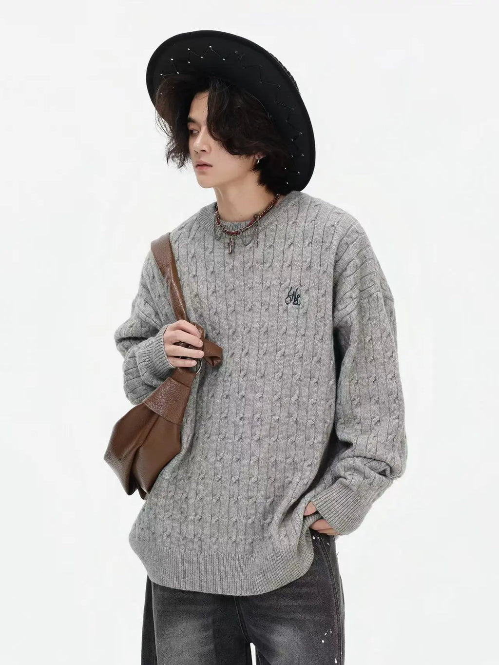 Vintage Cable Knit Relaxed Sweater   OL2050