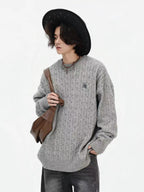 Vintage Cable Knit Relaxed Sweater   OL2050