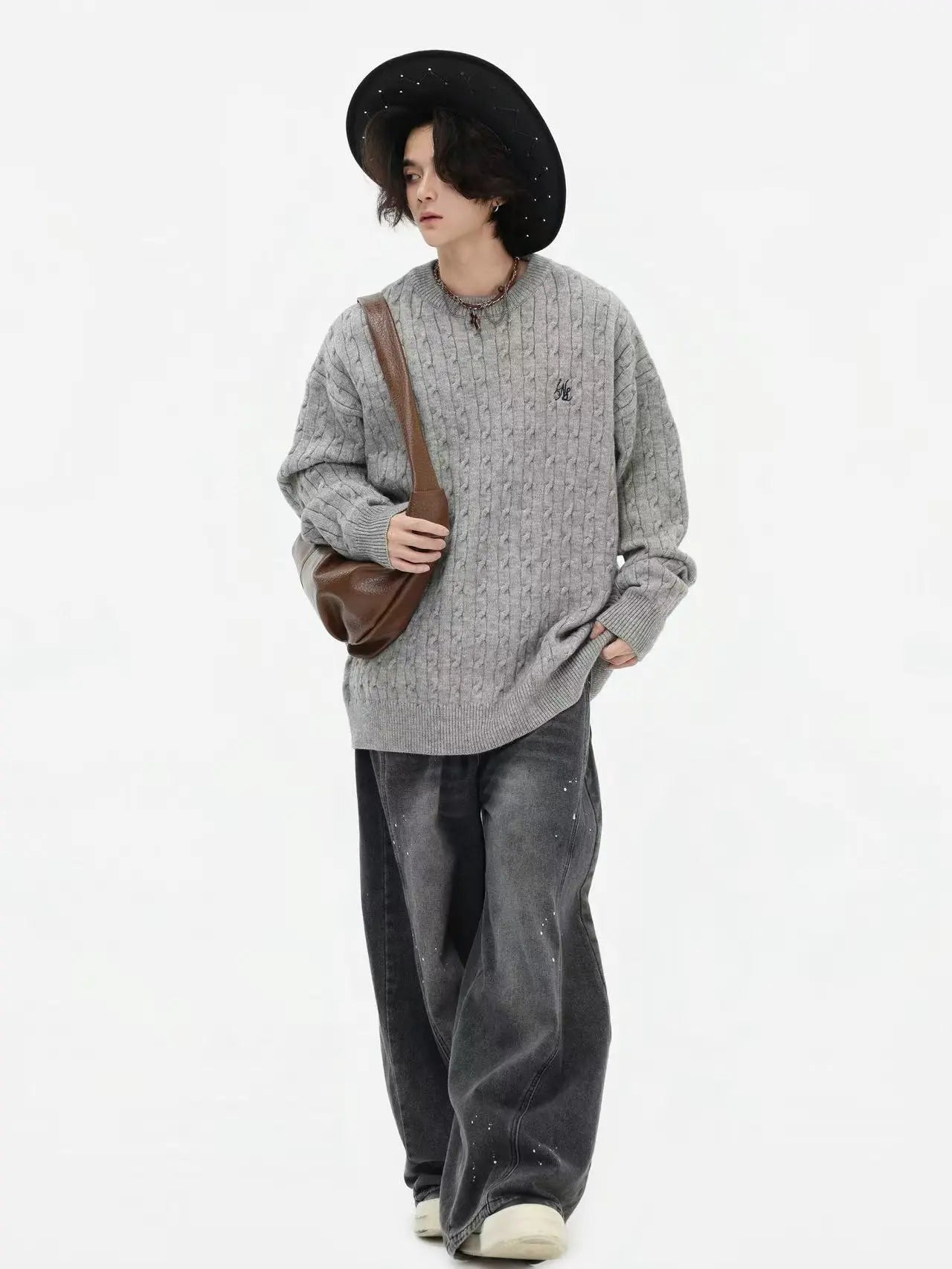 Vintage Cable Knit Relaxed Sweater   OL2050