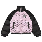 Vintage Embroidered Polka Dot Stand Collar Padded Jacket   OL2053