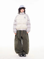 Vintage Embroidered Polka Dot Stand Collar Padded Jacket   OL2053