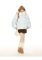 Bow Detail Pink Hooded Puffer Jacket   OL2059