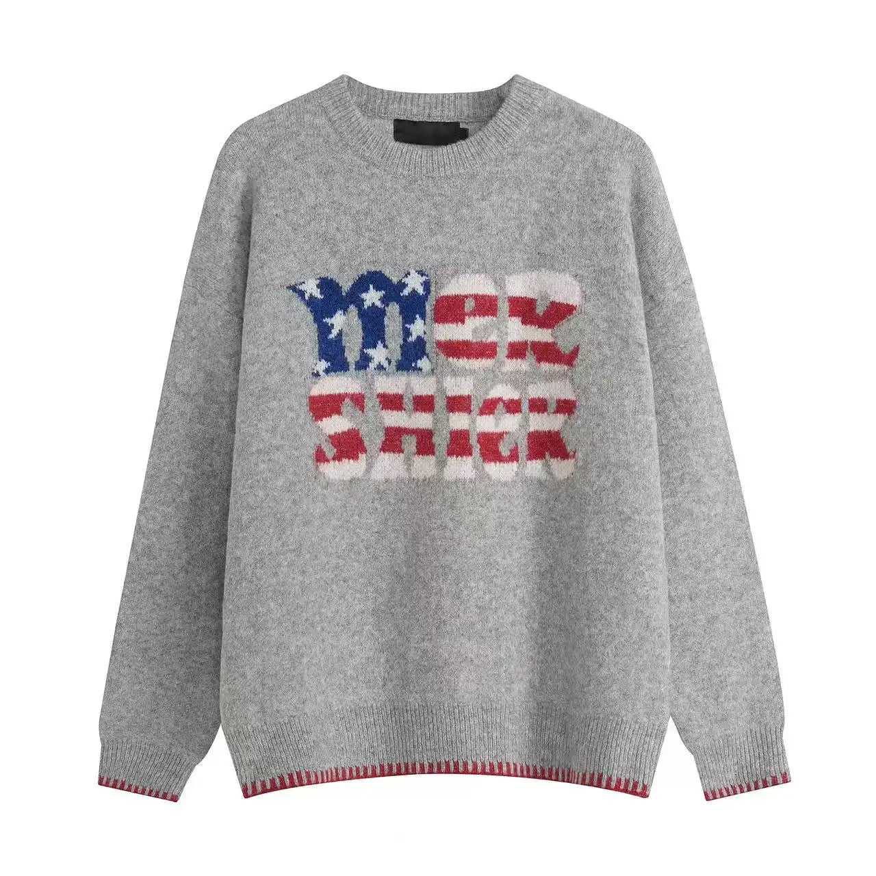 Vintage Letter Knit Relaxed Sweater   OL2062