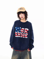 Vintage Letter Knit Relaxed Sweater   oliviora オリヴィオラ