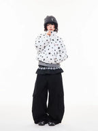 All Over Star Print Stand Collar Padded Jacket   OL2063