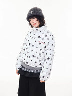 All Over Star Print Stand Collar Padded Jacket   OL2063