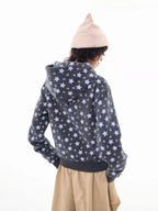 All Over Star Print Hoodie Jacket  OL2065