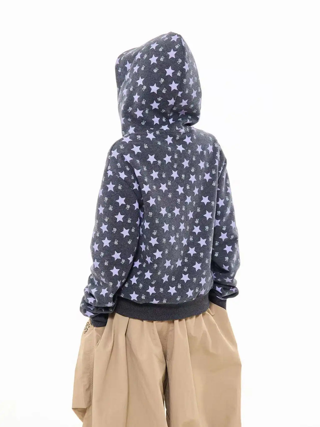 All Over Star Print Hoodie Jacket  OL2065