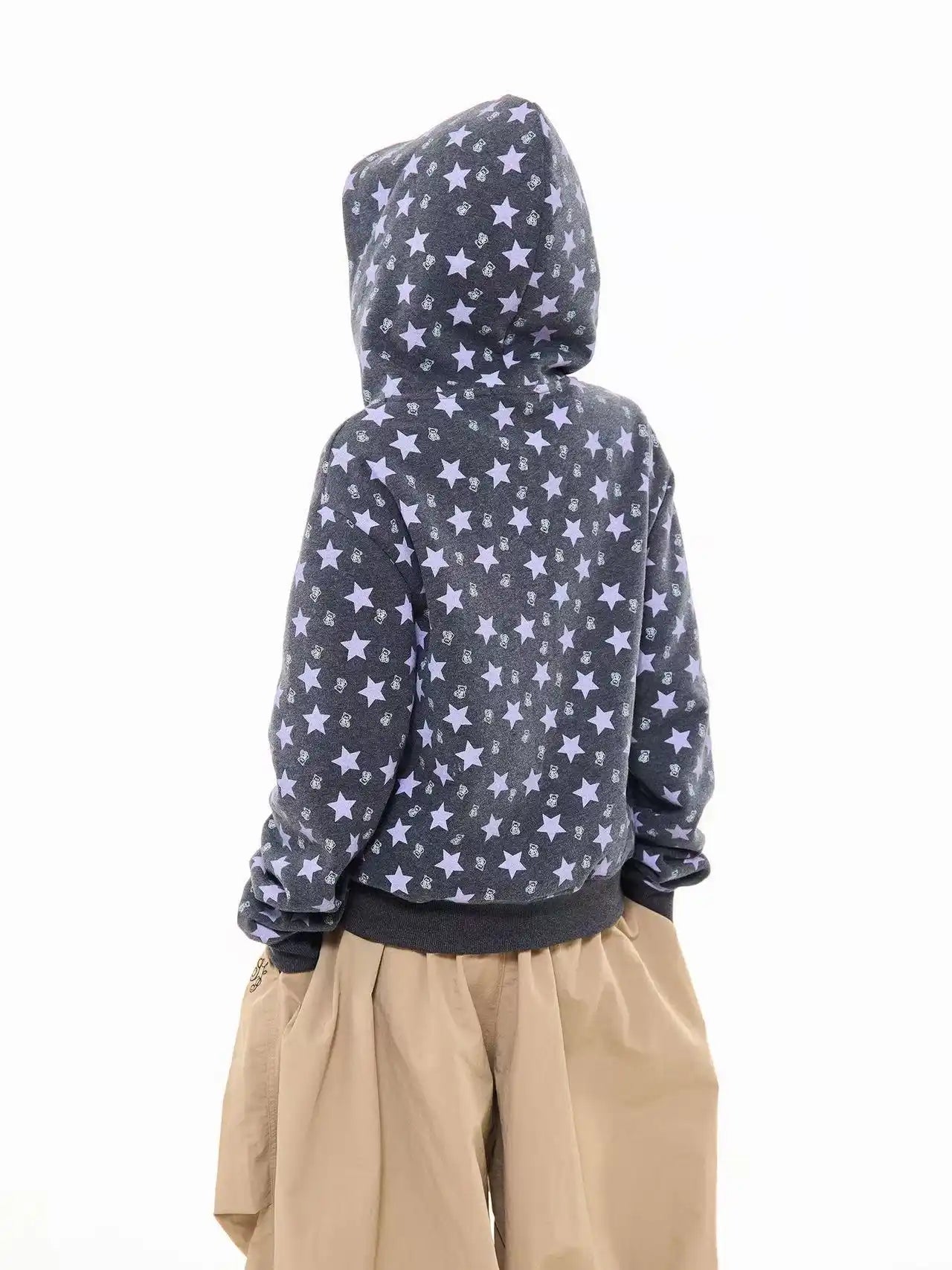 All Over Star Print Hoodie Jacket  OL2065