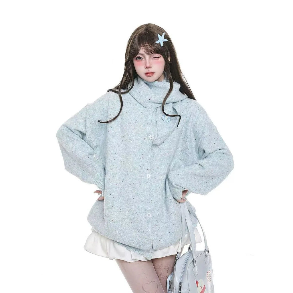 Confetti Dot Scarf Collar Cardigan  oliviroa オリヴィオラ