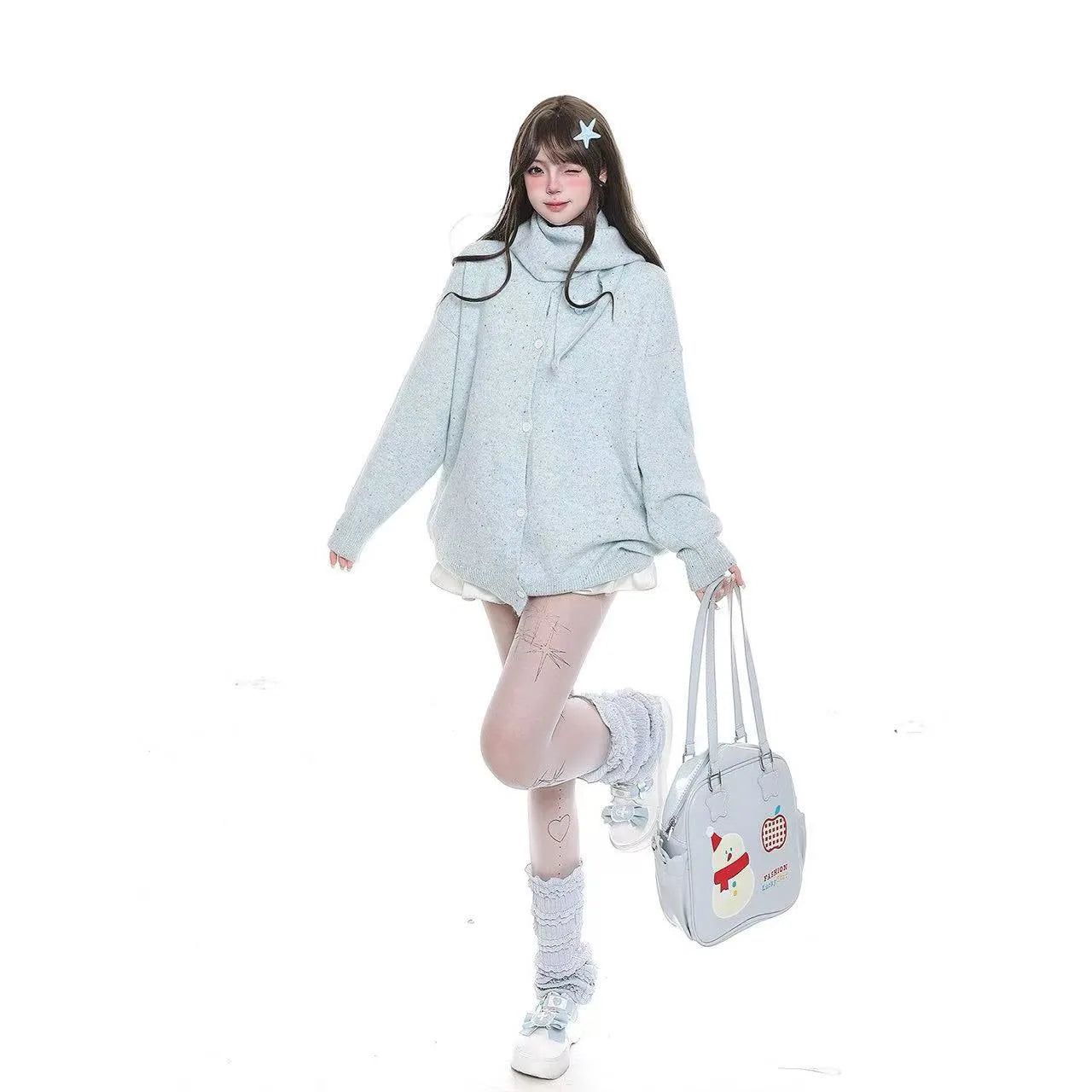 Confetti Dot Scarf Collar Cardigan  OL2066