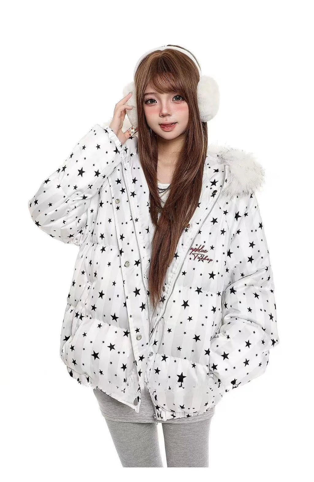 Star Detail Hooded Puffer Jacket  oliviroa オリヴィオラ