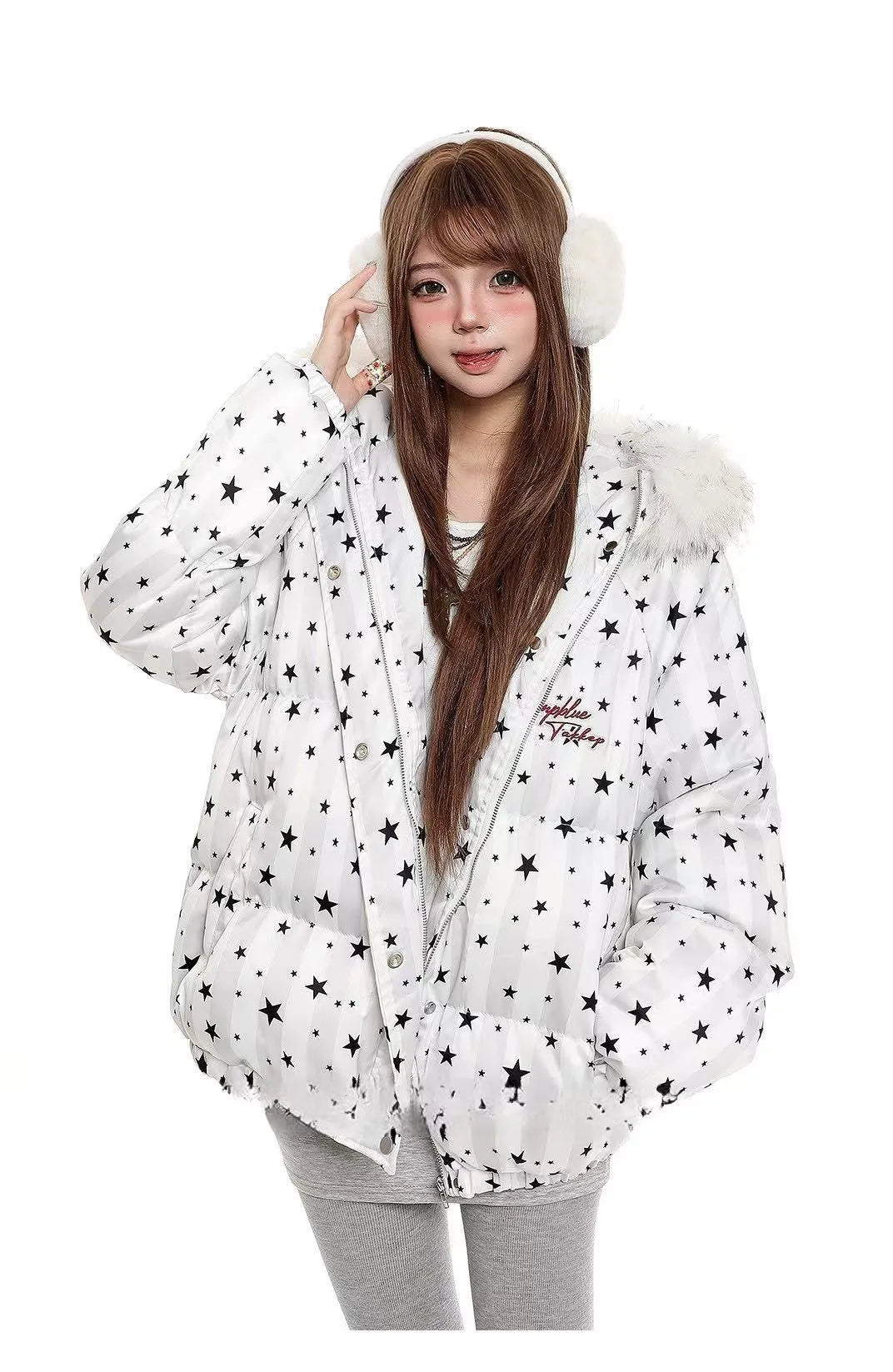 Star Detail Hooded Puffer Jacket  oliviroa オリヴィオラ