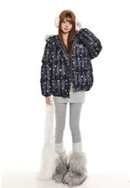 Star Detail Hooded Puffer Jacket  OL2068