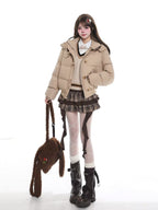 Hooded Puffer Jacket with Fur Collar  OL2069