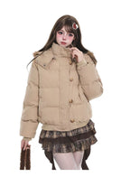 Hooded Puffer Jacket with Fur Collar  oliviroa オリヴィオラ