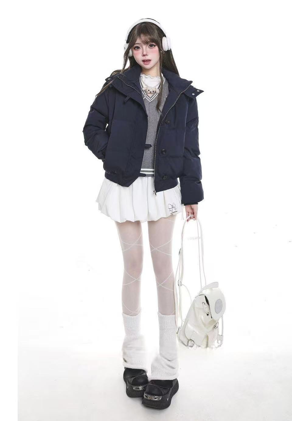 Hooded Puffer Jacket with Fur Collar  OL2069