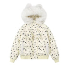 Star Print Faux Fur Hooded Padded Jacket  OL2070